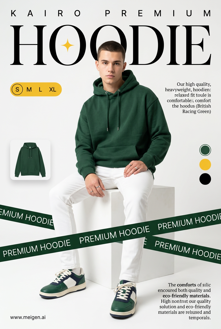 A professional commercial fashion advertisement featuring [a young male model] i